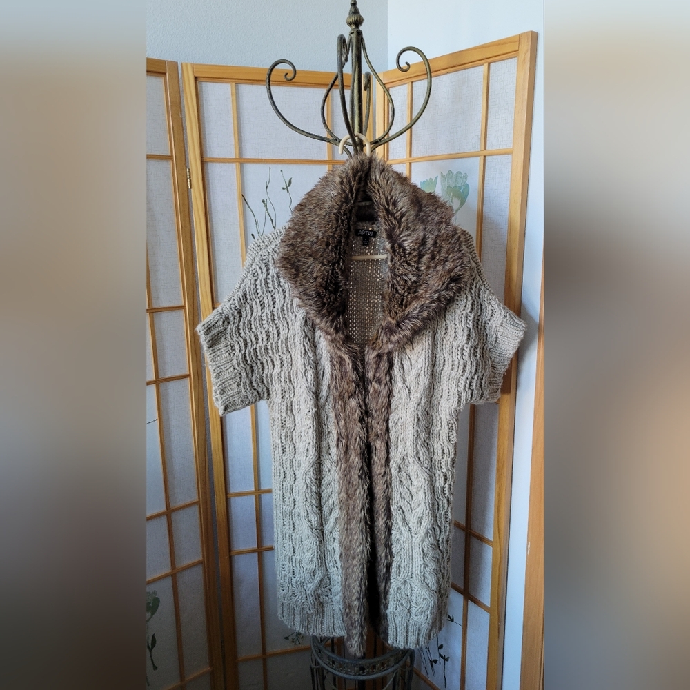 Apartment 9 fur collar cardigan